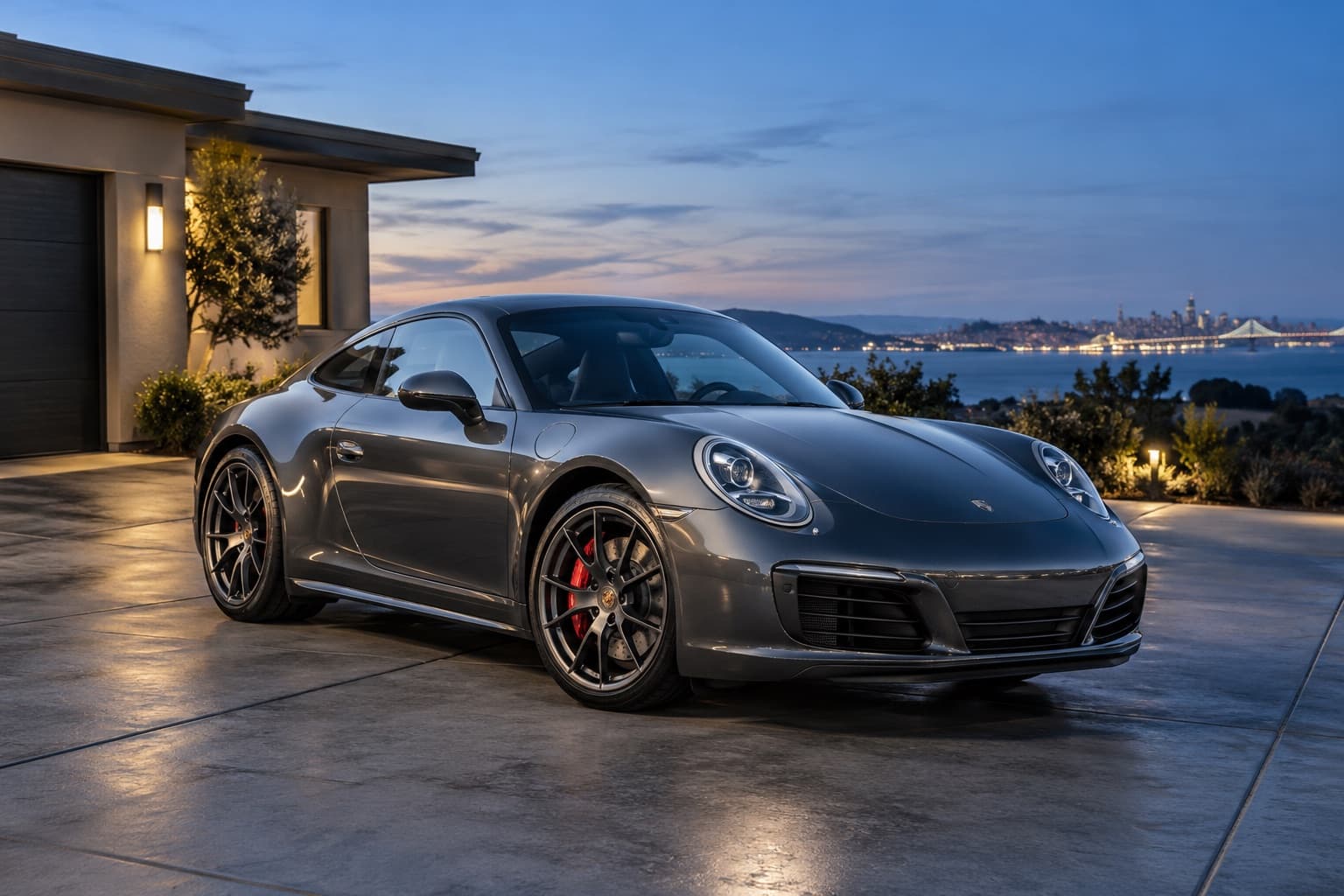 Freshly detailed car at dusk