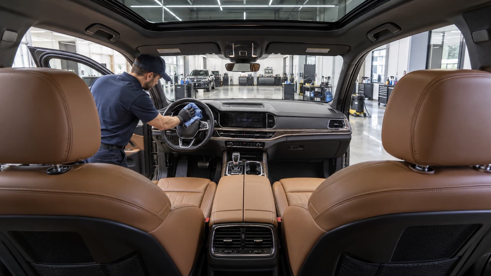 Leather seats inside a vehicle cabin