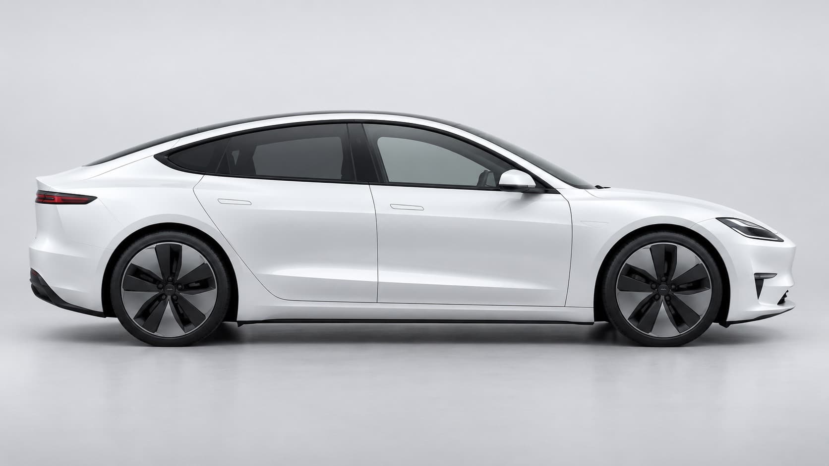 White mid-size, side profile